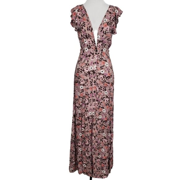 Maaji Maxi Dress Womens Size Medium Ditsy Fortunata Long Floral Pink Rayon - Picture 1 of 14